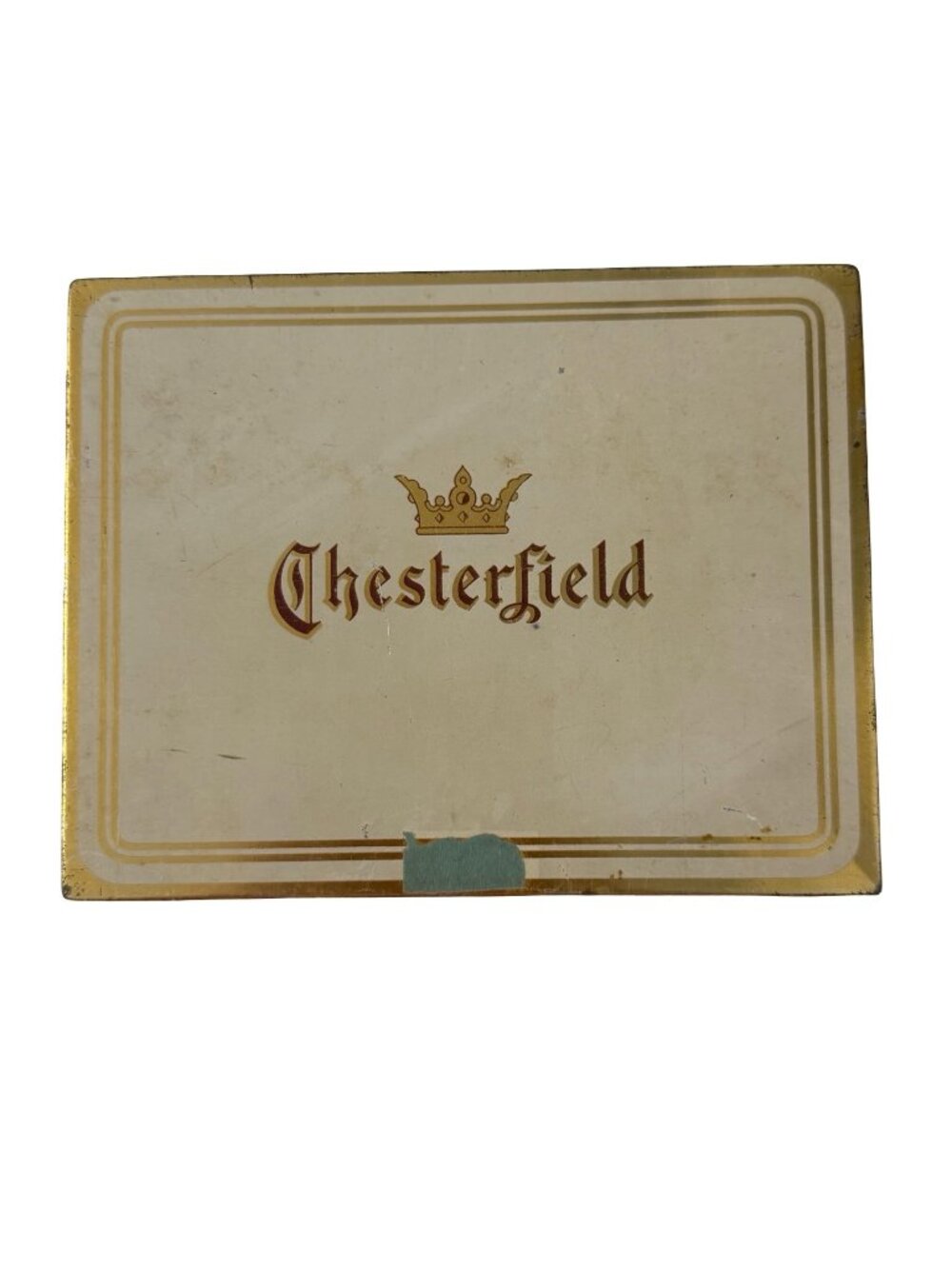 Vintage Chesterfield Cigarettes Tin Tobacco Advertising Storage Box Gold Tone Hi